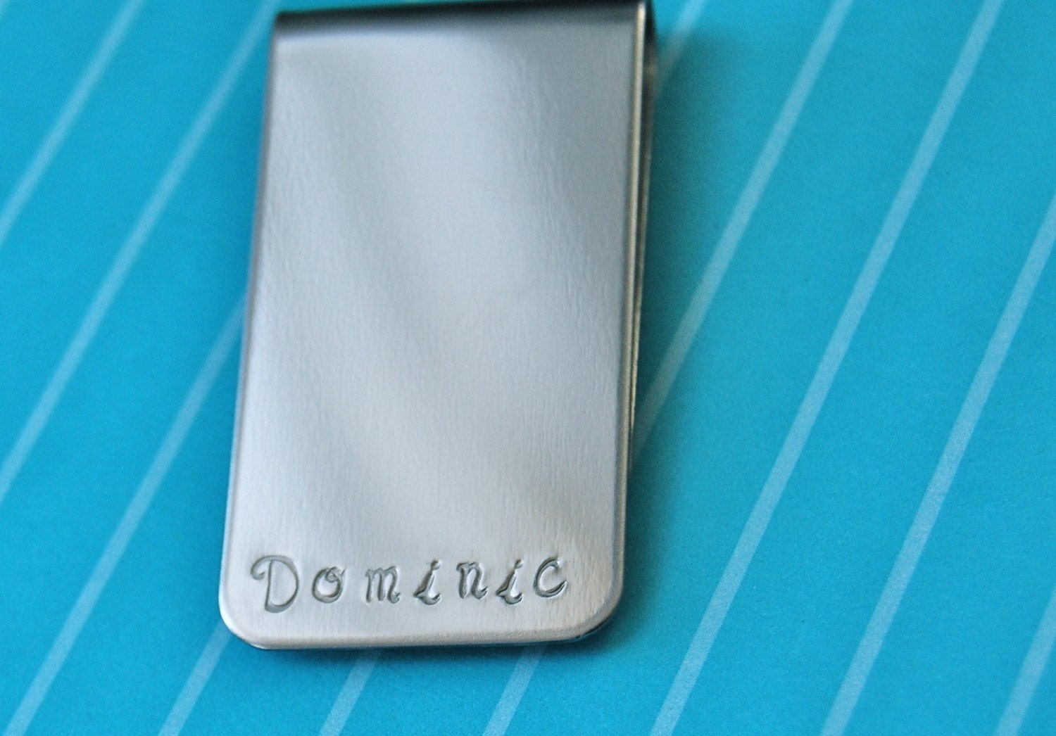 Personalized money clip, hand stamped