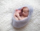 DREAMY wrap - hand knit lace silk kid mohair newborn photo prop - color Mist