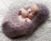 WRAP ME UP - hand knit lace silk kid mohair newborn photo prop - color Majestic