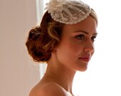 Weddings,Lace Bridal Hat, Pretty Bridal Cap  made from 1920s Antique lace in light ivory.Romantic,Vintage Headpiece.