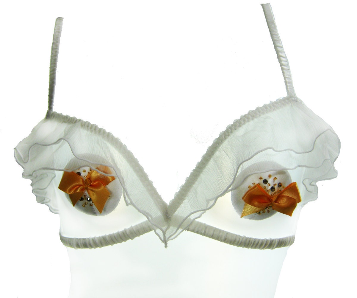 CHLOE bridal Pasties - silk satin and beaded Primrose yellow crystals