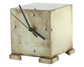 wooden CLOCK cube dirty vintage - FREE SHIPPING