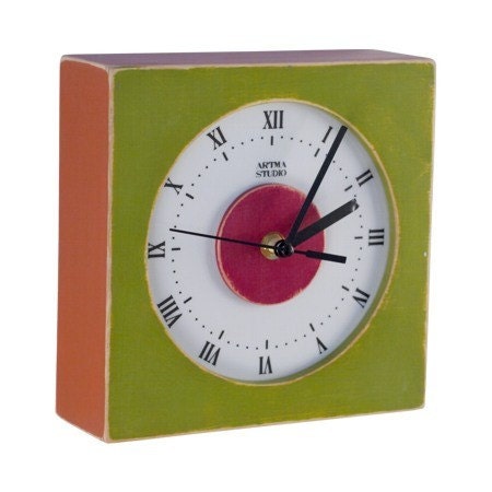 wall hanging clock  green Kwadrocolor - Free shipping