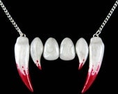Bloody Vampire Teeth Necklace, Jewelry, Handmade
