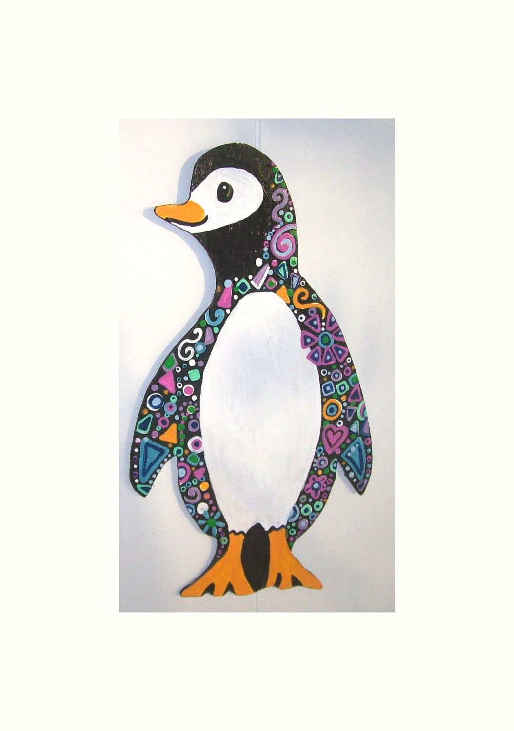 SALE Painted Penguin on wood