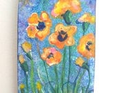 Pansies on Wood Block - Mini Painting