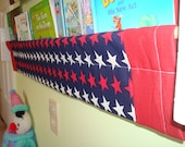 book storage sling -  Patriotic Stars Space theme red white blue- book storage shelf gender neutral nursery decor