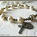 Bronze Catholic Rosary Bracelet in Swarovski Pearl w/ Nursing Mother Medal (La Madonna Litta)