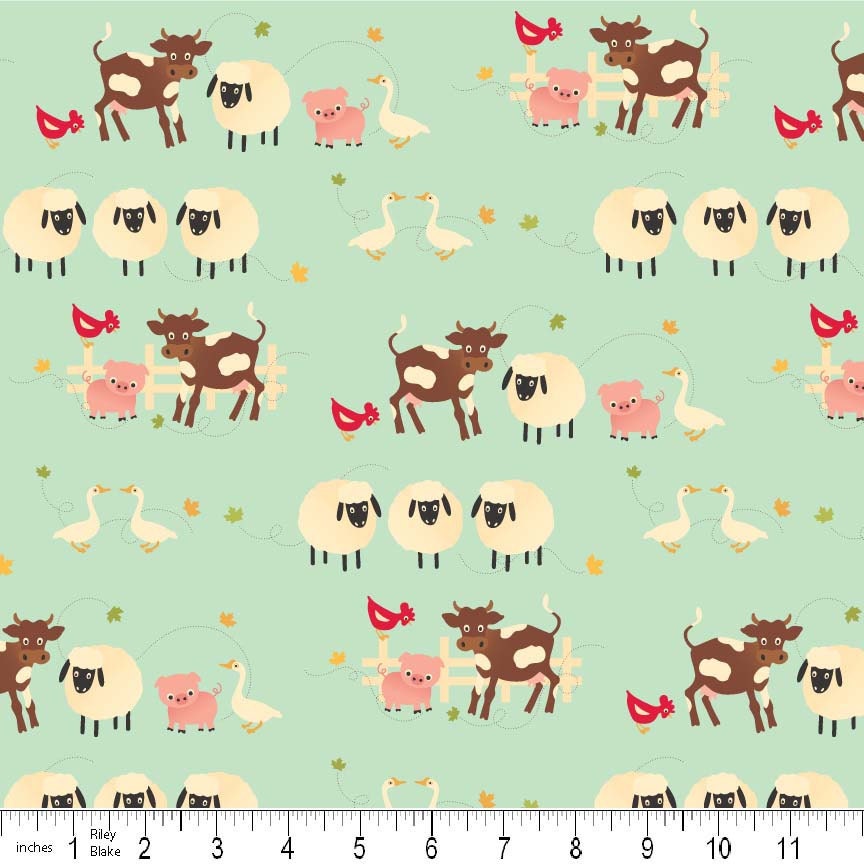 Riley Blake Farm Fresh Teal Farmyard by October Afternoon, 1 yard