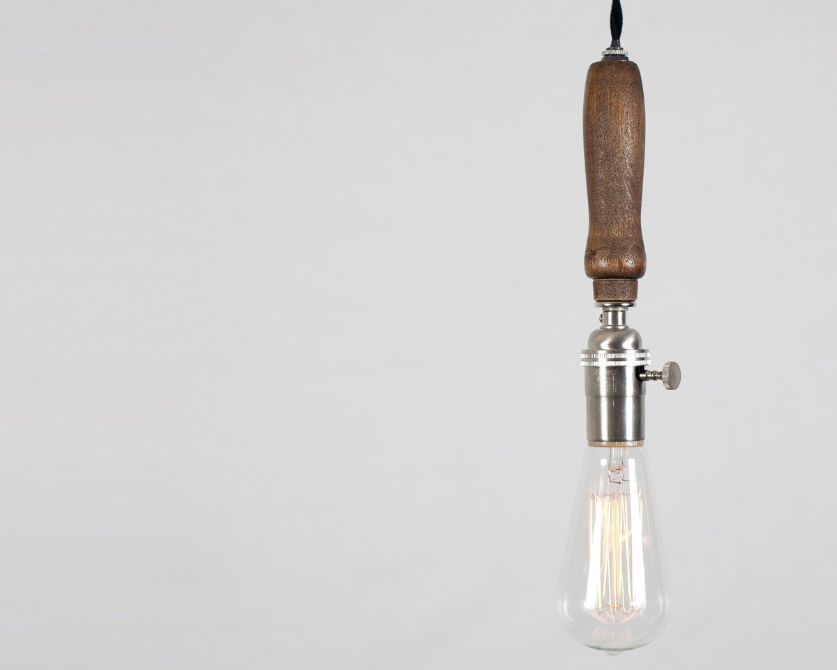Wooden Handle Pendant Lamp - Trouble Light