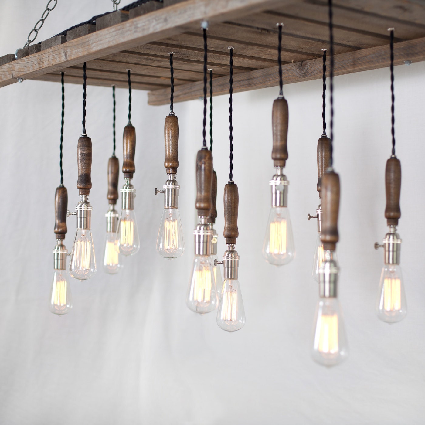 Wood Pallet Chandelier - 12 Bulb