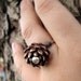 Pink lotus adjustable silver ring OOAK