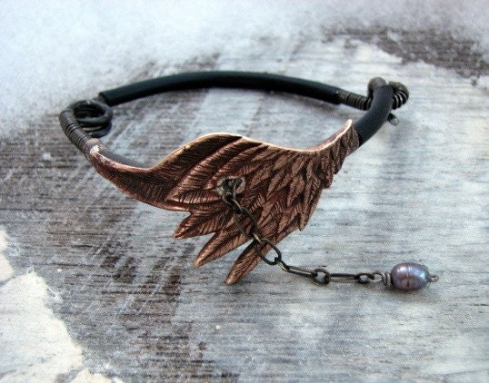 Sale steampunk wing bracelet bronze sculpture
