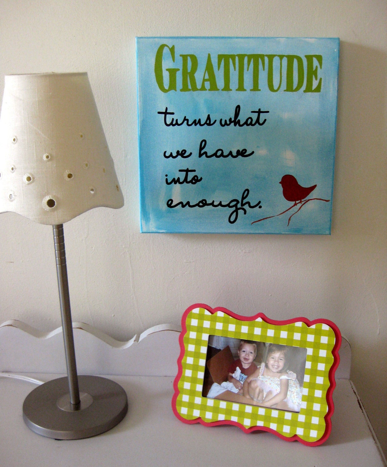 Handpainted Canvas Sign with Gratitude Quote