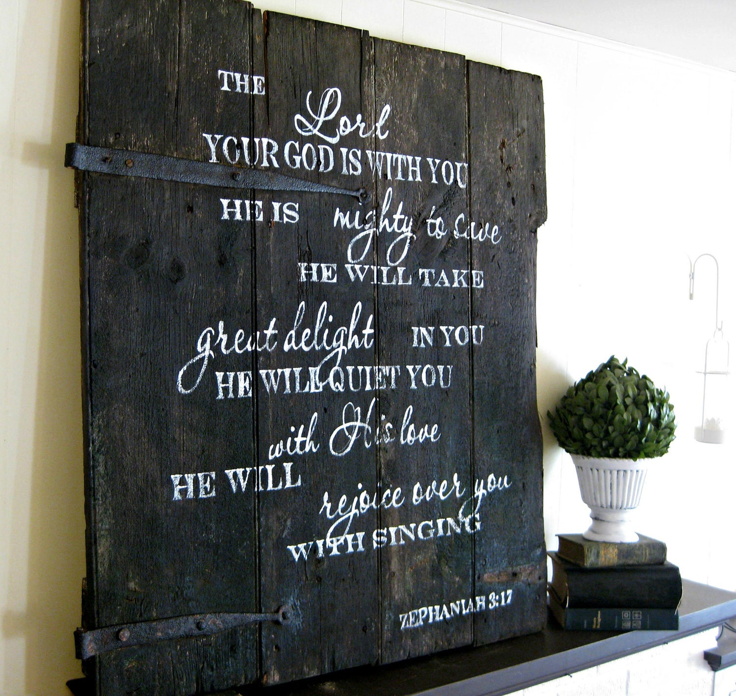 Barn Door Sign With Zephaniah Verse