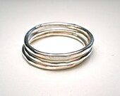 3 Textured Sterling Silver Stacking Rings in Your Size