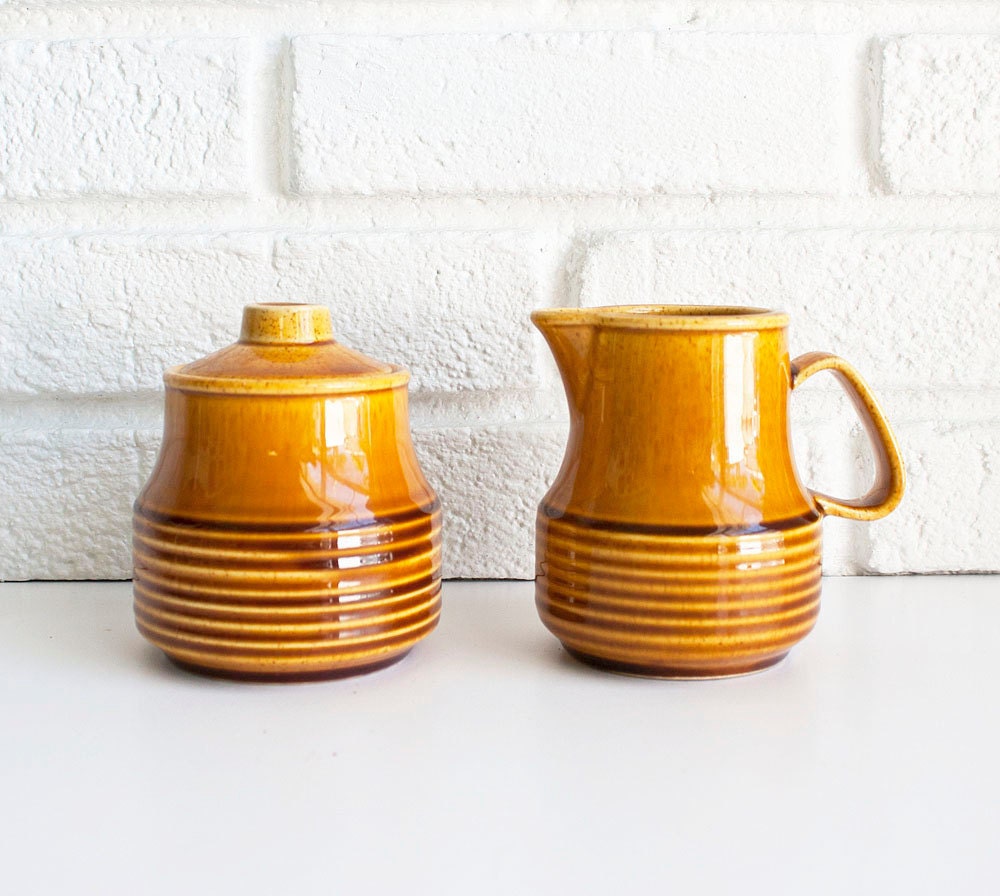 Vintage Mid Century Beehive Cream & Sugar Set