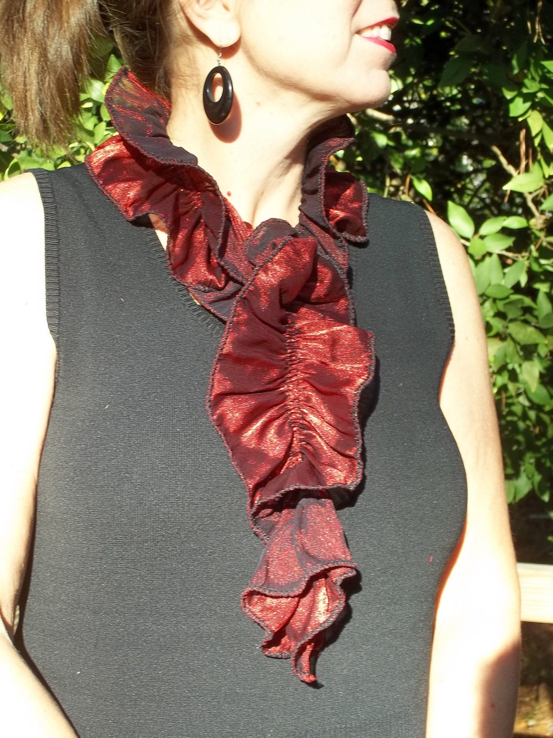 Ruffled Maroon/Burgundy Scarf