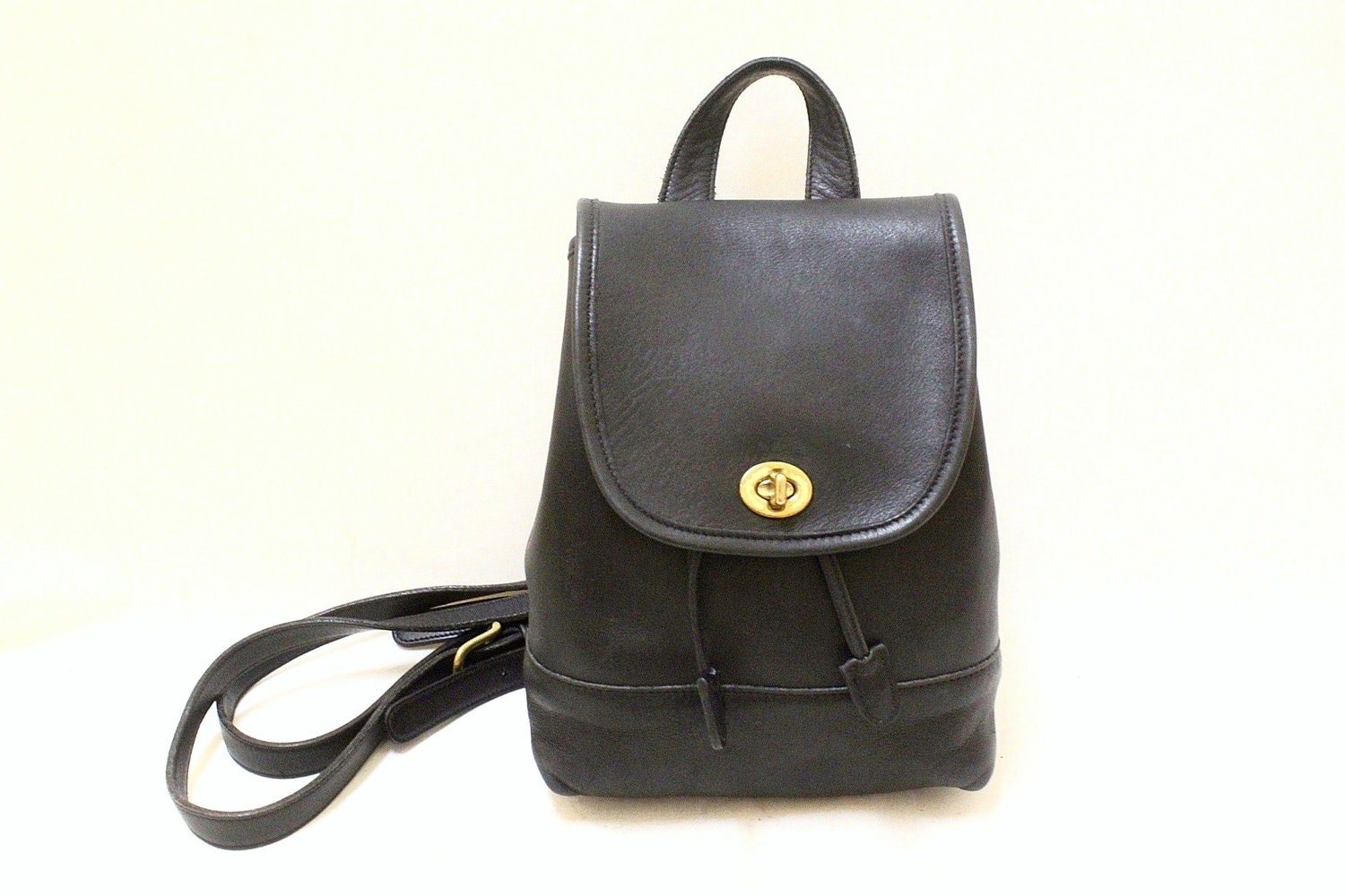 Vintage Coach Black Color Leather Backpack