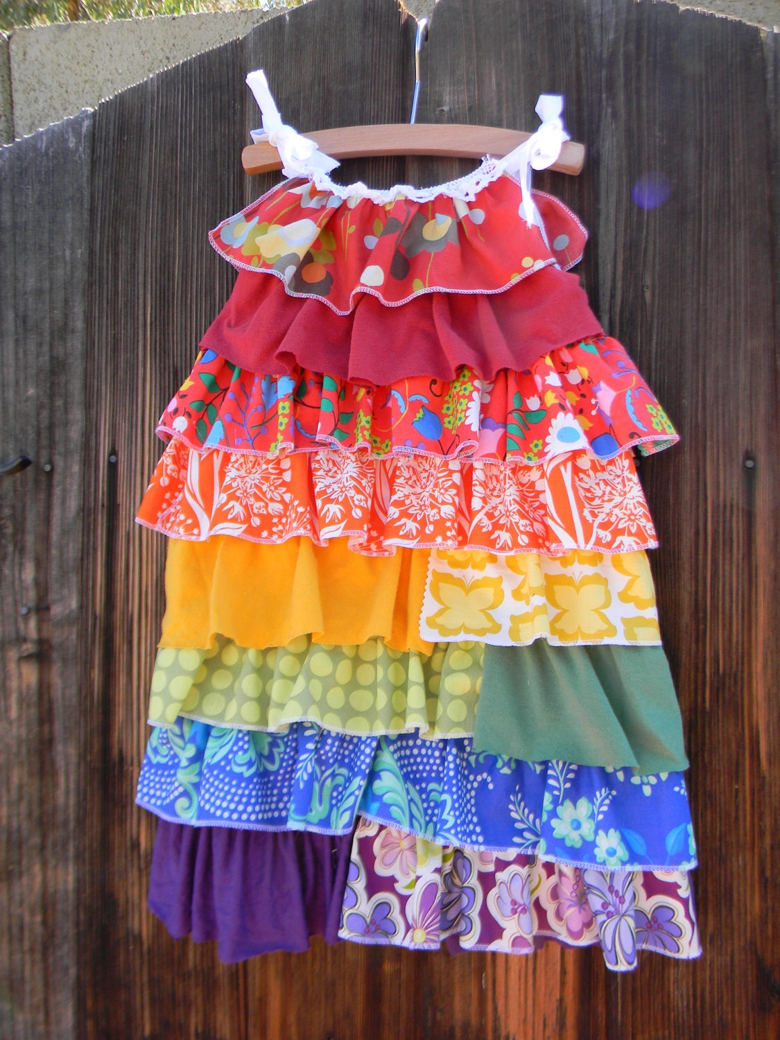 UpCycled Rainbow Days Ruffle Dress you pick size 2t 3t 4t 5 6 7
