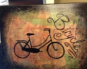 Los Angeles area map Bicycle silhouette painting