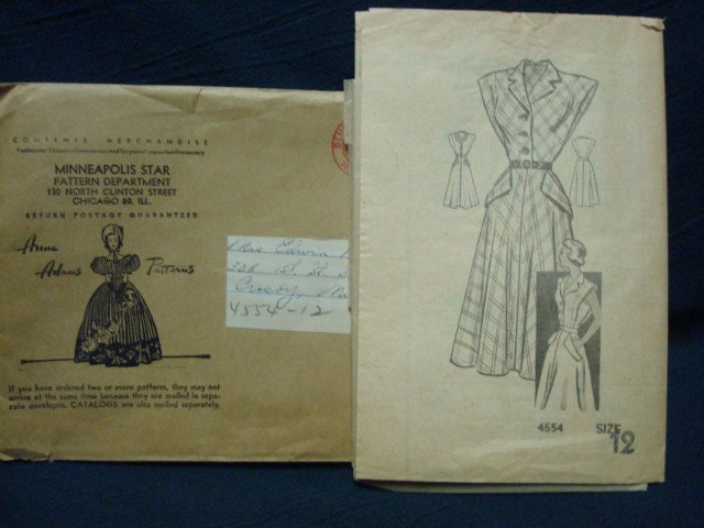 Unused Anne Adams 1940s Dress Bust 30 Anne Adams 4554