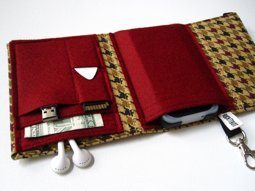 Nerd Herder gadget wallet in Bloodhound for iPhone, Android, iPod, guitar picks, IDs, credit cards