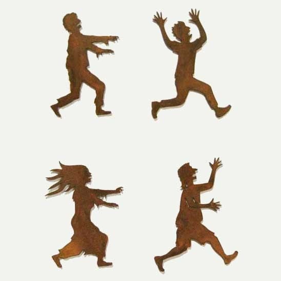 Zombies Chasing Victims Refrigerator Magnets Set of 4 FREE SHIPPING