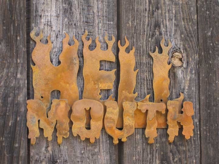 Hell Mouth Metal Steel Wall Mount Sign
