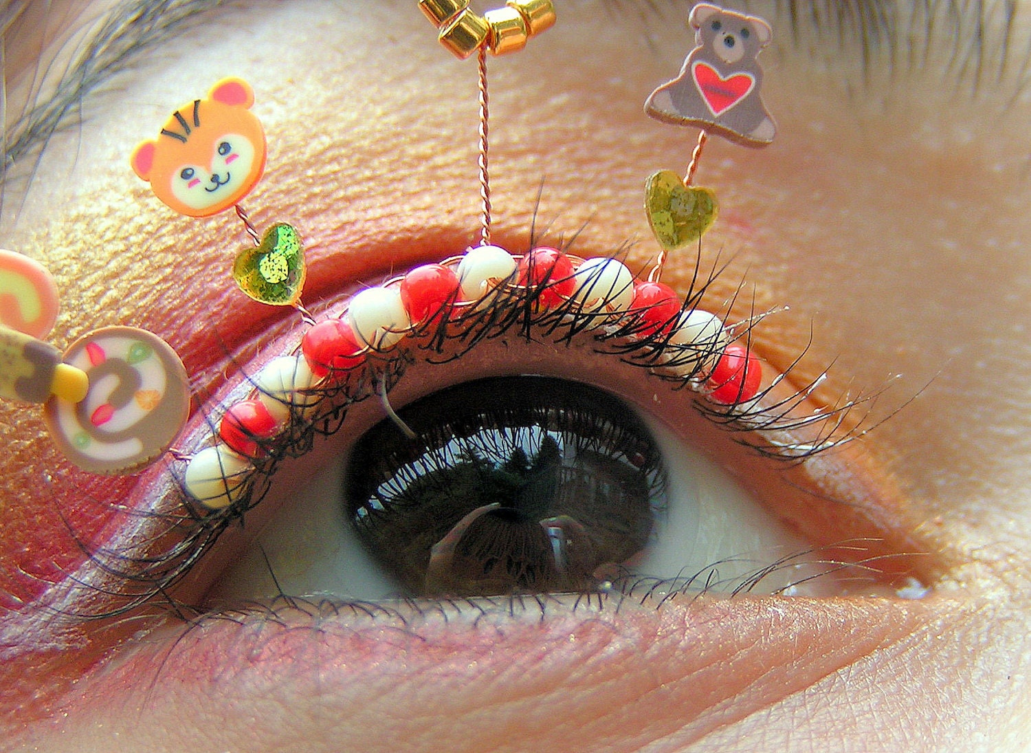 Circus Eyelash Jewelry - false eyelashes with bears, tigers, carnival snacks, golden hoops