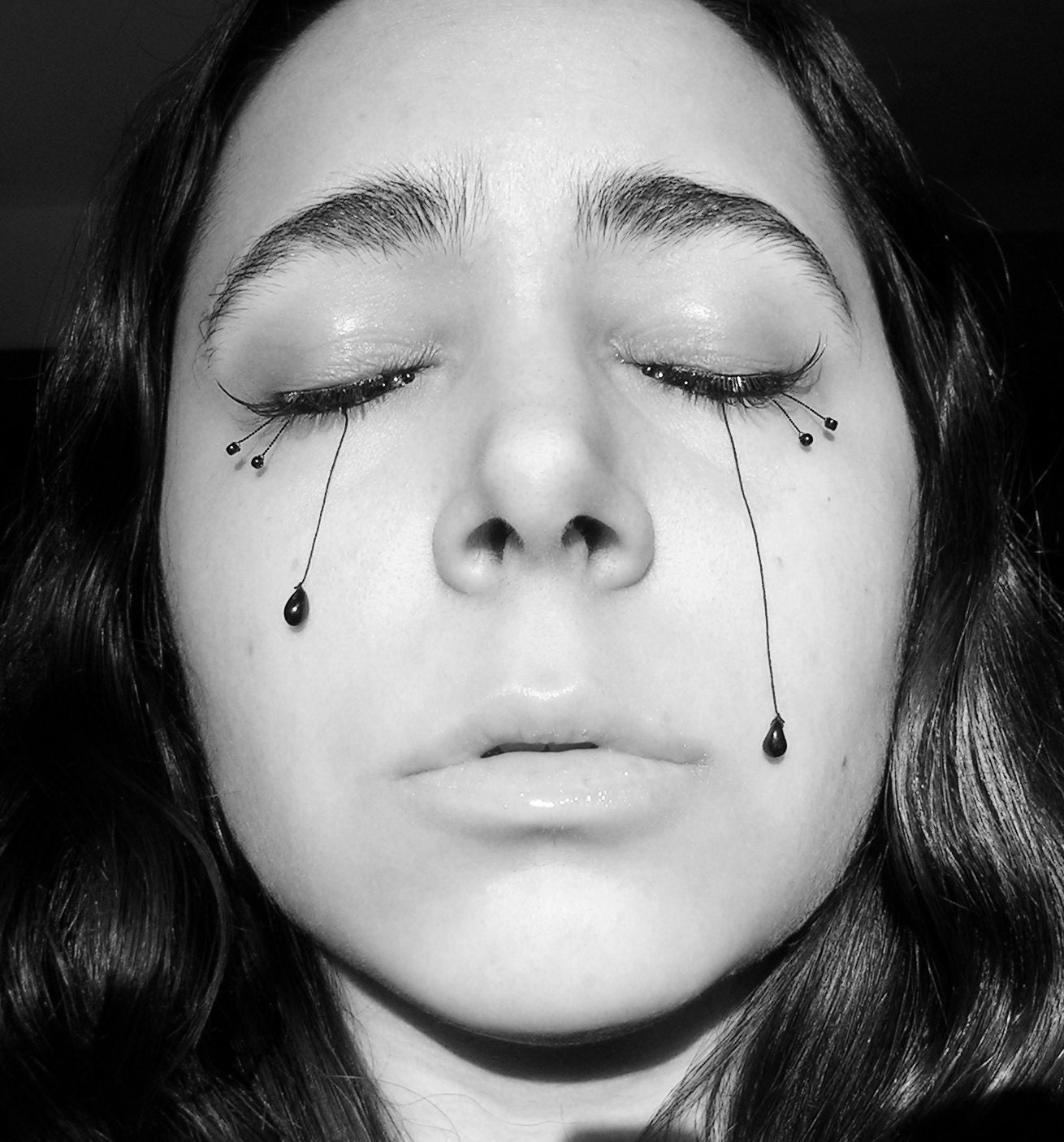 False Eyelashes - emo, gothic, sad mascara tear drops - Eyelash Jewelry