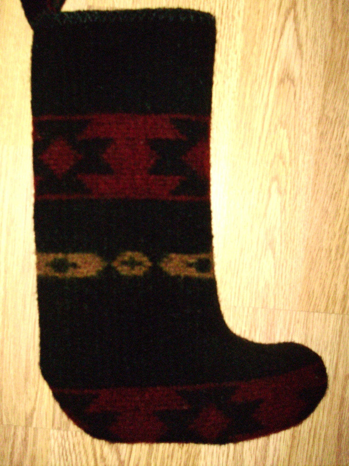 Wool Christmas Stocking out of recycled wool blanket