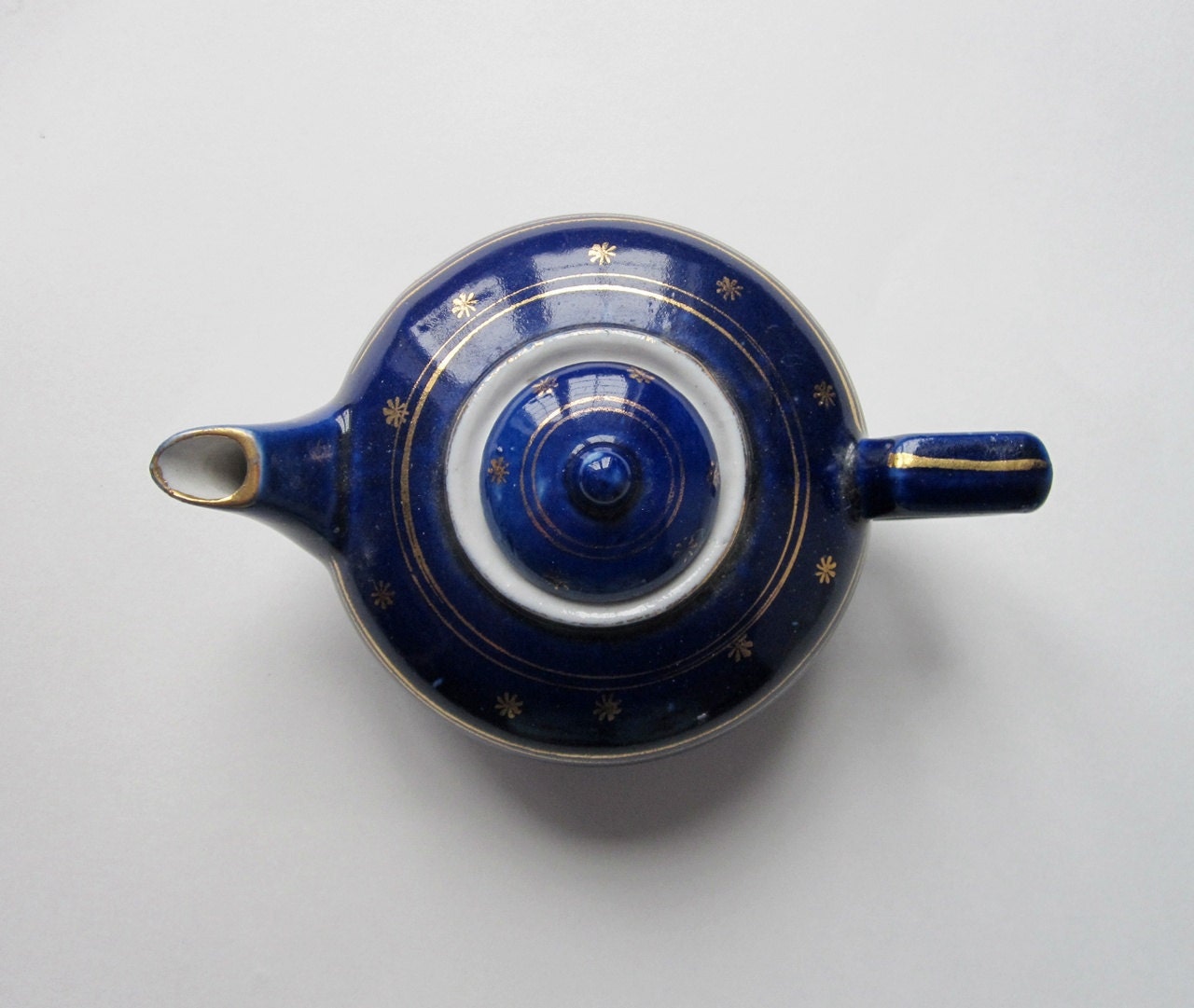 Tea for One Teapot - Blue and Gold 1970s