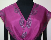 Hand Painted Silk Scarf Purple Cherry. Silk Scarf in Warm Purple. Size 8x52. Silk Scarves Colorado scarf. 100% silk. MADE TO ORDER
