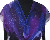 Purple Hand Painted Silk Scarf Blueberry Mousse. Size Extra-Long 11x90. Silk Scarf in Purple. Made in Colorado. 100% silk. MADE TO ORDER.