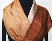 Hand Painted Silk Scarf Vanilla Latte. Silk Scarf in Vanilla, Tan and Caramel. Size 11x60. Made in Colorado. 100% silk. Made to Order.