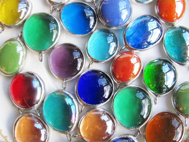25 Handcrafted  Glass Charm Wholesale Lot, Bulk Purchase, Stained Glass Pendants, Jewelry Supplies