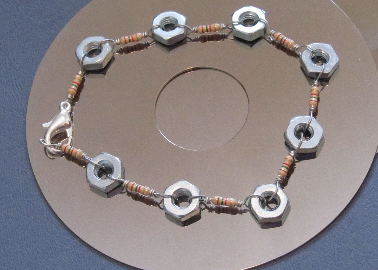 Past to Future Resistors and Hex Nuts Bracelet