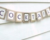 COCKTAILS Kraft Wedding Banner, Custom Colors Available