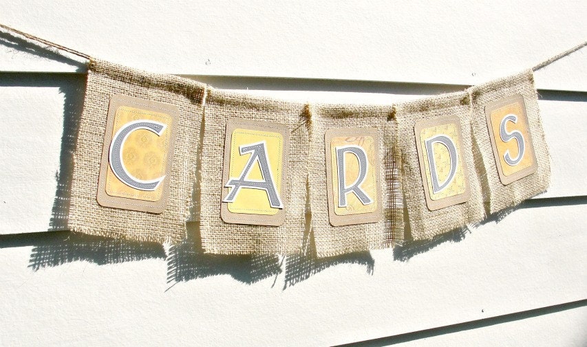 Large CARDS Burlap Banner, Custom Colors Available