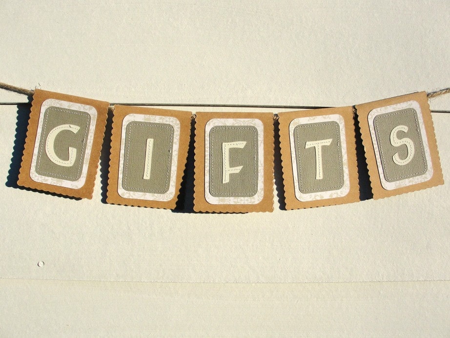 Wedding Garland GIFTS Banner, Rustic Chic Wedding Sign, Custom Colors Available