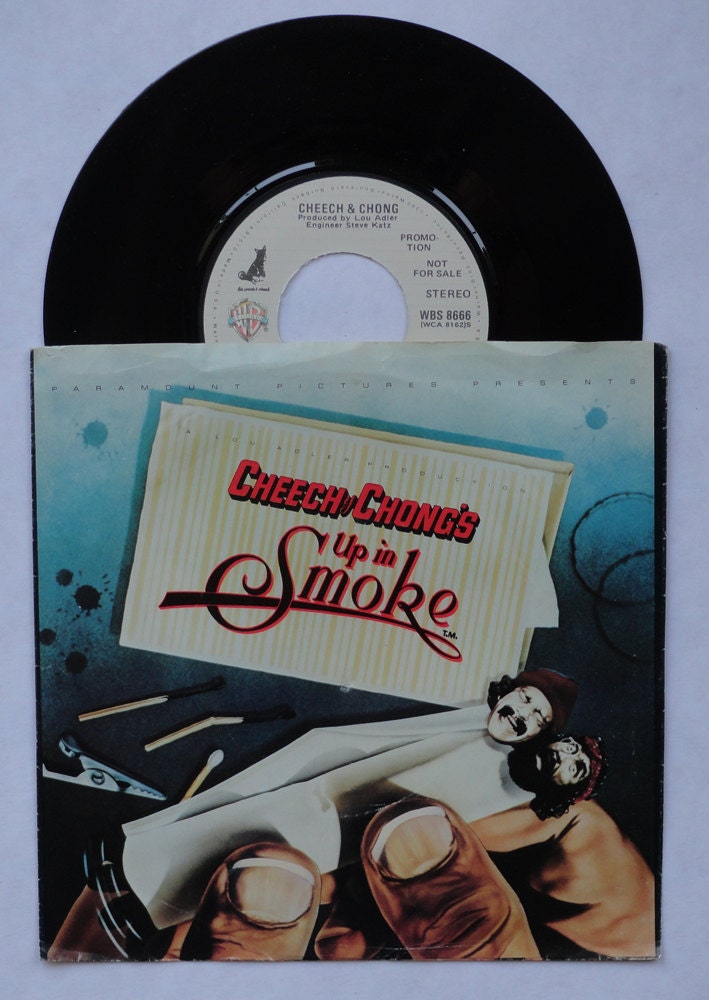 Rare Cheech and Chong's "Up In Smoke" and "Rock fight" 45 RPM Vinyl Record Soundtrack (1978) - Very Good Condition
