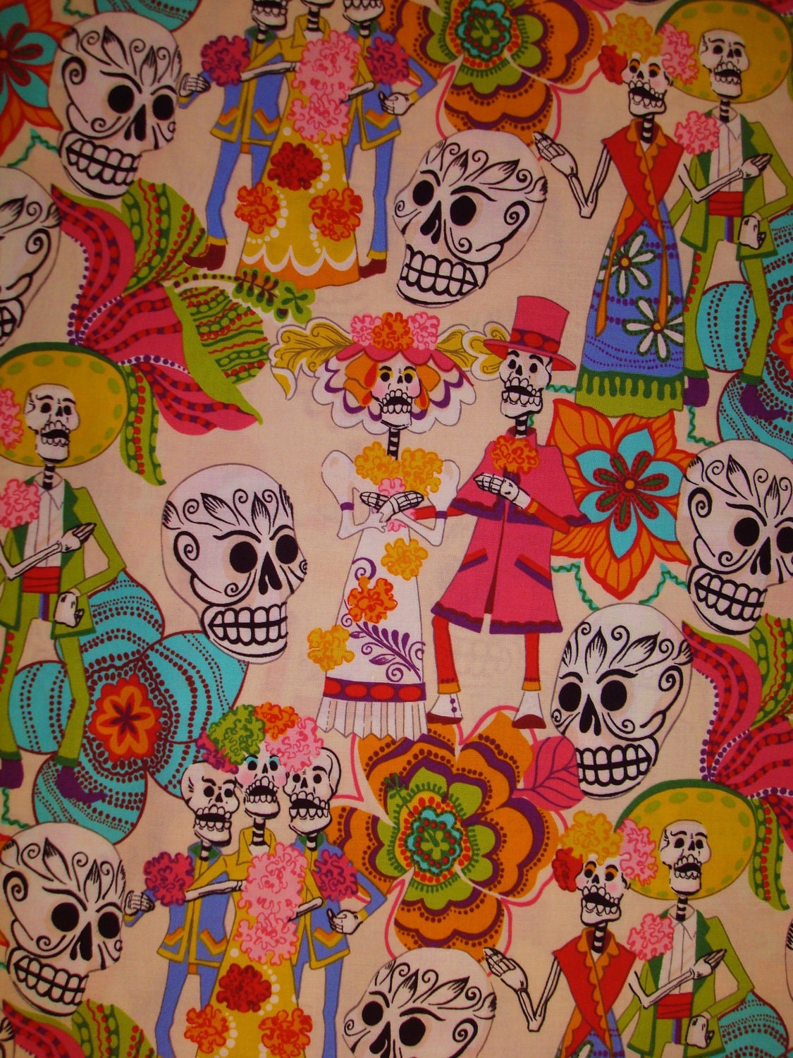 Los Novios from Alexander Henry day of the dead fabric Dia de Los Muertos fabric