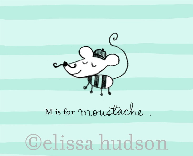 Moustache Mouse Print
