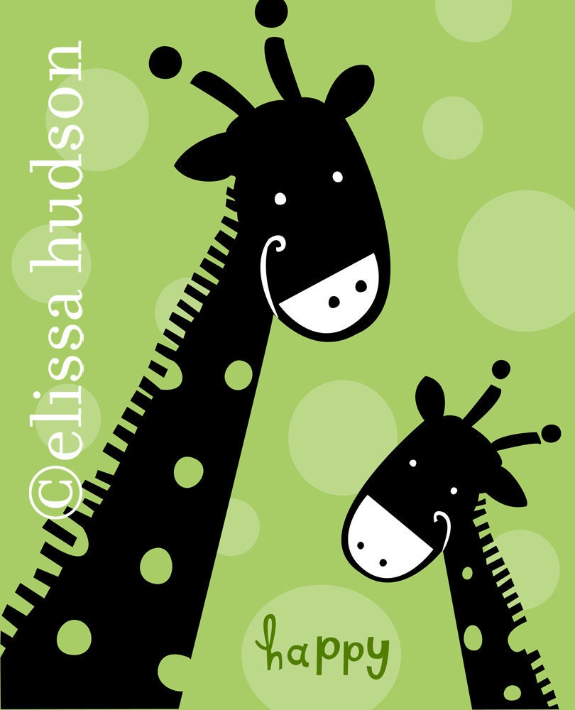 Wall Art Print Animal Series- Happy Giraffes