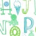 Illustrated Alphabet Wall Art Print- Blue