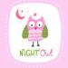 Night Owl Nursery Wall Art Print- Pink