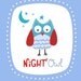 Night Owl Nursery Print- Blue