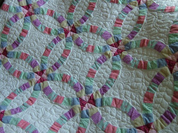 double wedding ring queen size quilt 86x96 by djwquilts etsy double wedding ring queen size quilt 86x96 by djwquilts etsy