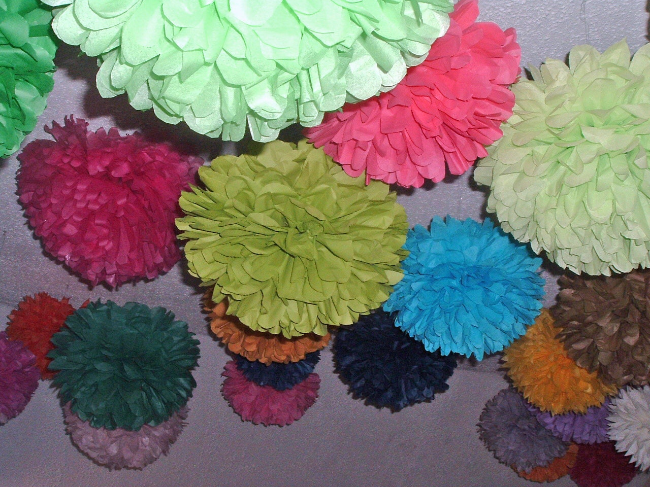 Decorative paper poms....Set of 20 poms....choose your colors....